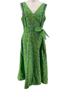 Vestido midi de popelina para mujer Kate Spade Green Tea Garden Toss talla 10 - Imagen 1 de 4