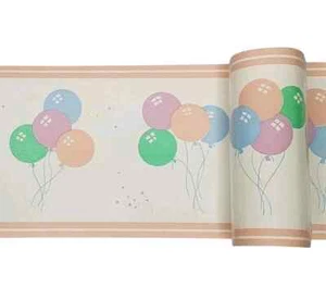 Lot of 31 Rolls Wallpaper Border 5" Kids Bedroom Peach Trim Balloons Frankford - Picture 1 of 10
