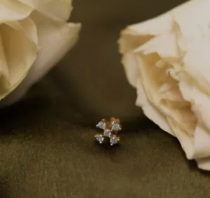 Diamant Nase Anstecknadel 14K Solid Gold Quadrille Schraube für Damen Geschenk - Bild 1 von 12