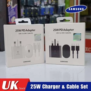 Genuine 25W Super Fast Type C Charger Plug/ Cable For Samsung Galaxy S22 S23 S24 - Picture 1 of 12