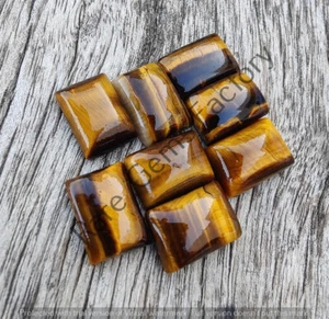 Natural Tiger's Eye Rectangle Shape Cabochon, Wholesale Gemstone Lot For Jewelry - Picture 1 of 11
