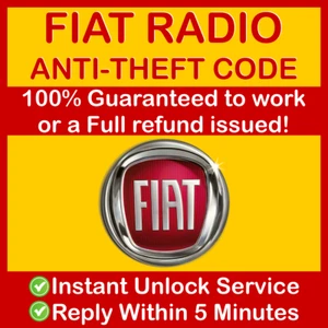 FIAT RADIO PIN CD CODE Ritmo Seicento Siena Sedici Stilo Talento Strada Scudo - Picture 1 of 4