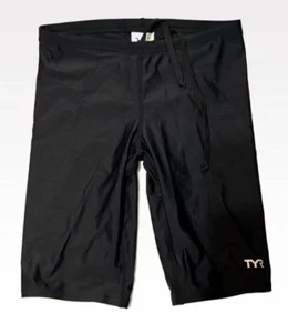 TYR Men's Durafast Solid Jammer Swimsuit Black Size 26 - Picture 1 of 4