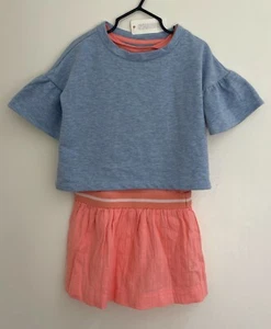Gymboree Toddler Girls Bell Sleeve Top & Sleeveless Dress, Pink/Blue, XXS(3),NWT - Picture 1 of 8