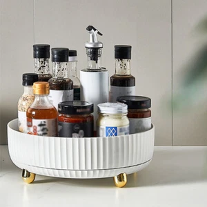 Rotating Kitchen Shelf Cupboard Spice Jars Dispenser Storage Tray Rack Organiser - Picture 1 of 12