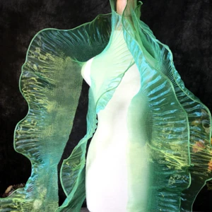 Tela holográfica de encaje con volantes de organza con bordes plisados - Imagen 1 de 18