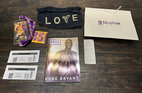 Kobe Bryant last game SGA Collection 4/13/16 Book, Badge w/Lanyard, Shirt, Bag Cover
