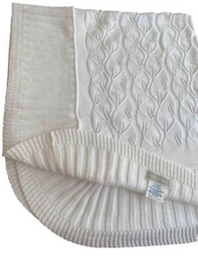 Elegant Baby White Cotton Knit Baby Blanket Crib Infant Throw Swaddle Gift NWOT - Picture 1 of 4