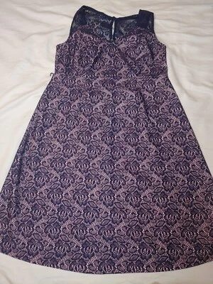 Motherhood Maternity formal dress size medium A-Line dress lace pink and blue  - Image 1 of 4