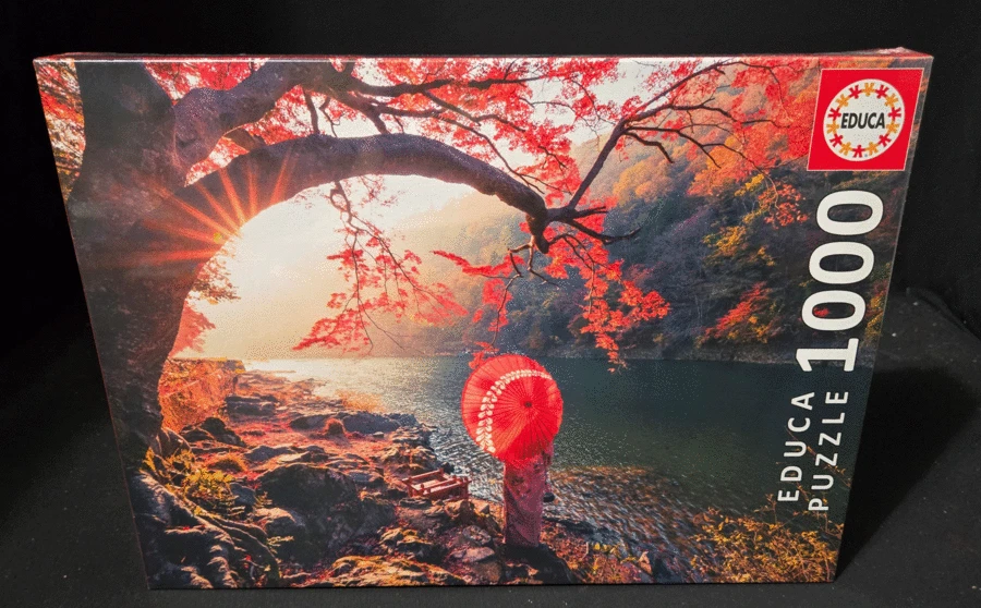 Educa Sunrise on Katsura River Japan 1000 PC Jigsaw Puzzle Autumn Umbrella