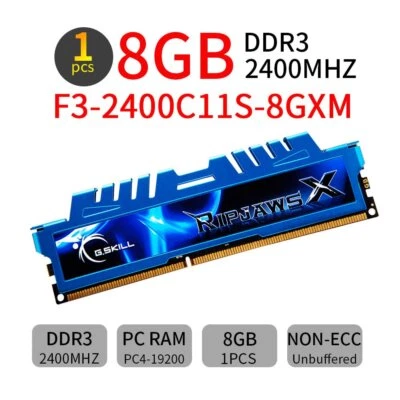 G.SKILL Ripjaws 8GB DDR3 OC 2400MHz PC3-19200U 240Pin DIMM Gaming Memory SDRAM - Image 1 of 4