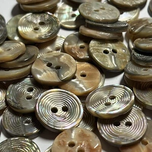 Real Abalone Shell Shirt Button Natural/Rainbow w/Grooves/Rings 15mm 5/8" 2hole - Picture 1 of 3