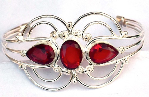 VALENTINO Bracciale regolabile gioiello argento sterling 925 pietra granato rosso