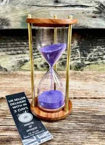 Vintage 6 Zoll Holz Sanduhr mit antikem maritimem lila Sand - Bild 1 von 4