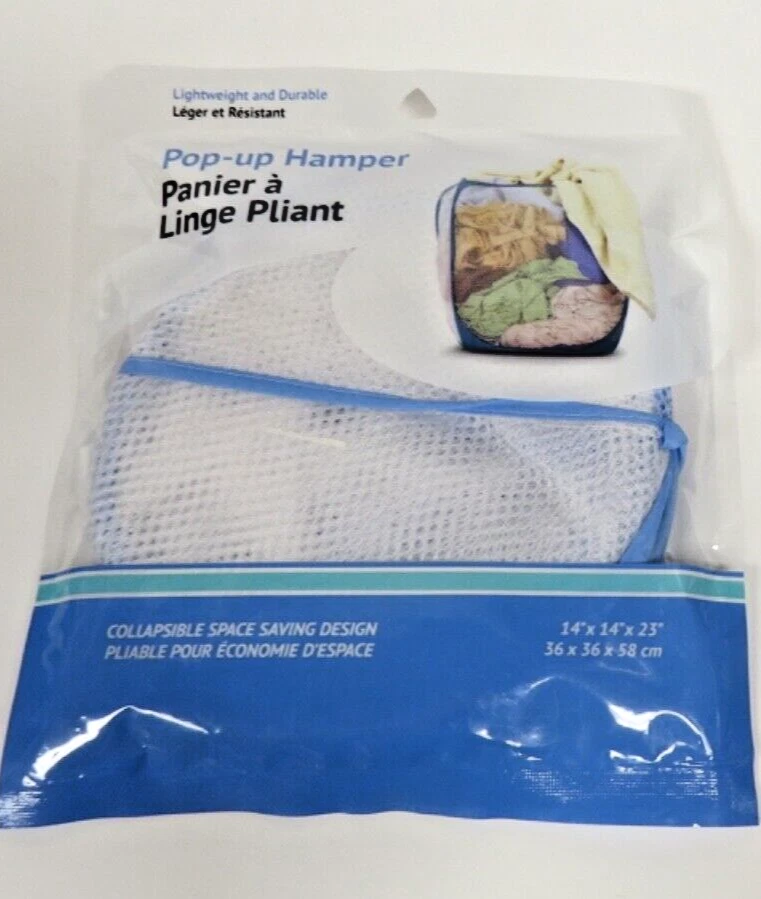 Pop Up Foldable Laundry Basket Mesh Hamper Blue 21343