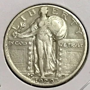 U.S. Quartiere Liberty in piedi Prem XF 1929-D - Foto 1 di 2