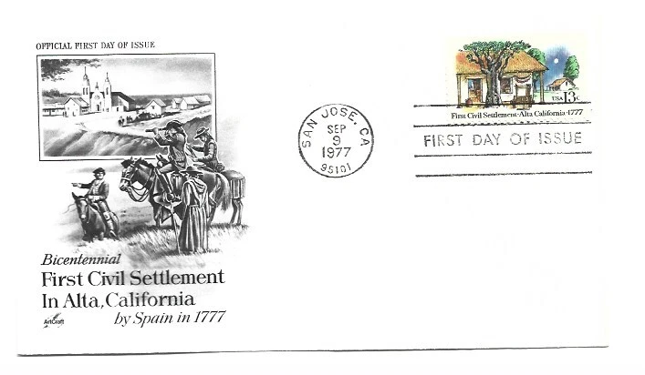 1725 First Civil Settlement in Alta California ArtCraft FDC - Image 1 of 1