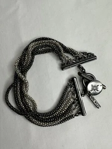 Nine West Multi Strand Black Silver Bracelet Toggle Closure 7.5” - Picture 1 of 9