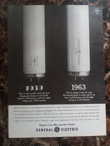 General Electric Fluorescent Lamp Bulb 1963 Vintage Print Ad - Picture 1 of 1