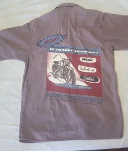 Harley-Davidson Mens Button Up Short Sleeve shirt Gray Model K Vintage Style  - Picture 1 of 8
