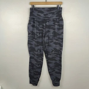 Athleta Salutation Camo Joggers Womens Medium Black Gray Powervita Travel Lounge - Picture 1 of 10