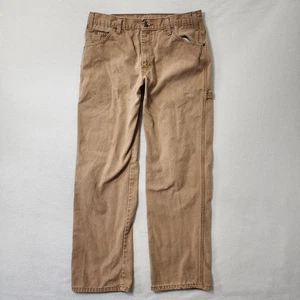 Vintage Y2k Dickies Carpenter Pants Mens 33x32 (32x30) Brown Workwear Utility - Picture 1 of 12