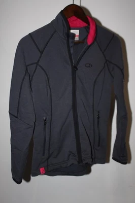 Jaqueta feminina Icebreaker Realfleece 260 com zíper pequena cinza com zíper camisa lã merino - Imagem 1 de 4