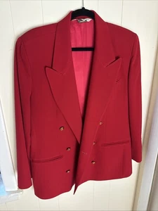 Vtg Austin Reed Double Breasted Blazer Jacket Red Gold Buttons 100% Wool 10 - Picture 1 of 17