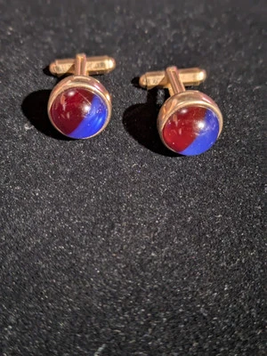 Gemelos Kreisler Craft mármol rojo y azul tono dorado Foto 1 de 4