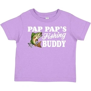 Inktastic Pap Pap's Fishing Buddy With White Text Toddler T-Shirt Kids Little I - Picture 1 of 5