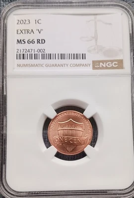 2023 NGC MS66 RED LINCOLN EXTRA V VDB ERROR CENT PENNY RARE #002 + bonus - Image 1 of 4