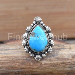 Navajo Turquoise Sterling Silver Ring, Southwestern boho ring, Gift For Mom - Picture 1 of 7