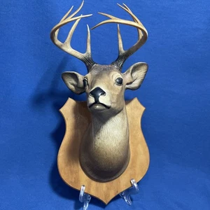 VTG Mini Deer Head 10 Point Buck Mounted On Plaque "Jug End Barn"- Repaired - Picture 1 of 11