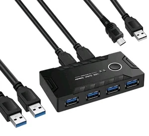 USB 2.0 Switch KVM Switcher 2 Computer teilen sich 4 USB 2.0 Ports Geräte für PC... - Bild 1 von 2