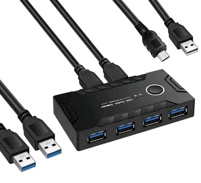 USB 2.0 Switch KVM Switcher 2 Computers Share 4 USB 2.0 Ports Devices for PC... - Image 1 of 2