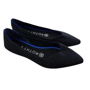 Rothy's The Point Ballet Flats Womens 6 Black Pointed Toe Knit Washable Preppy - Picture 1 of 11