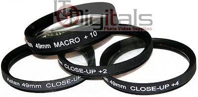 49mm +1 +2 +4 & MACRO +10 CLOSEUP LENS FILTERS SET KIT 49 mm Asian Camera - Image 1 of 2