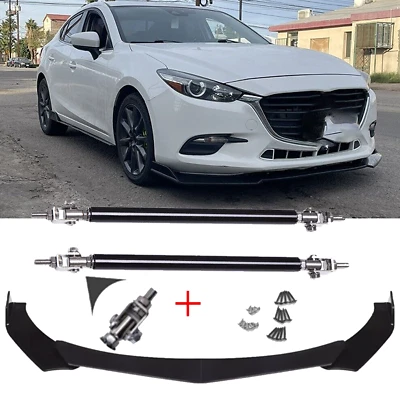 For Hyundai Sonata SE Front Bumper Lip Spoiler /Splitter Strut Rods Glossy Foto 1 de 4