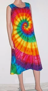 TIE DYE Women's Rainbow PinWheel Tank Top Dress hippie gypsy sm med lg xl 2X 3X - Picture 1 of 2