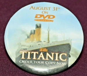Vtg Movie Promo Button Pin Titanic DVD Release James Cameron 1990's Memorabilia - Picture 1 of 3