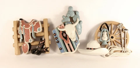 Three (3) Retro Home Interior Hard Plastic "South Western" USA Cover