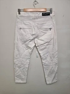 balmain pants size medium white belted zip pockets distressed y2k - Picture 1 of 10