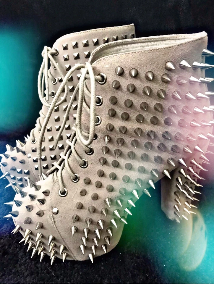 Jeffrey Campbell Spike Lita In Nude Suede and Silver, (Discontinued) - Image 1 of 4