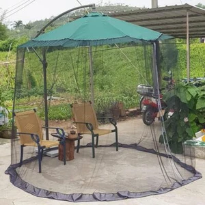 Black Patio Umbrella Mosquito Net, With Double Zipper Door, Polyester Mesh For - Picture 1 of 12