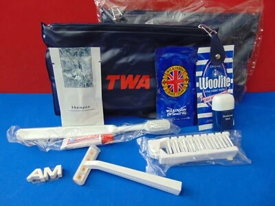 Paquete de 2 bolsas vintage TWA Amenity Kit vinilo con cremallera nuevas en paquete Foto 1 de 4