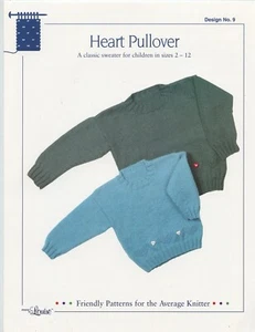 Design by Louise Knitting Pattern #9 Heart Pullover - Sweater for Children 2 -12 - Picture 1 of 2