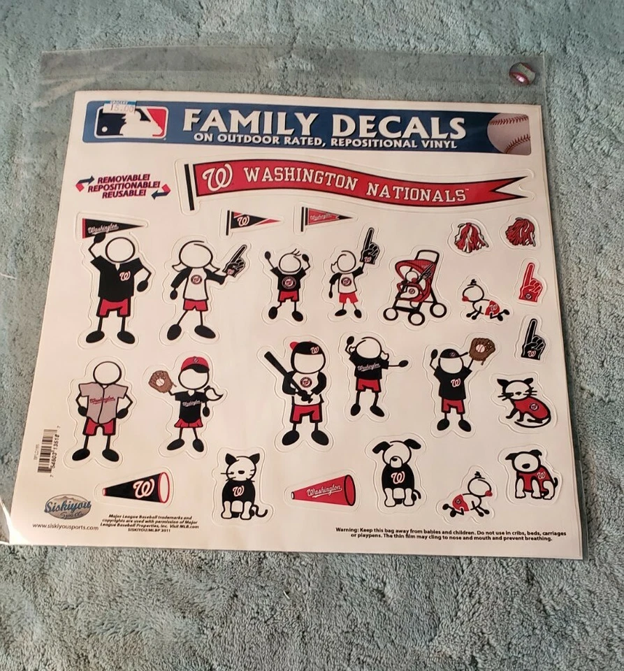 Washington Nationals Outdoor large Vinyl Family Decals MLB Licensed Baseball - Image 1 of 1