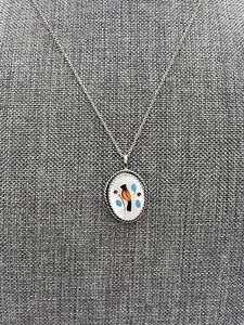 Vintage Zuni unmarkiert Silber Multi Stein Intarsien Vogel Anhänger - Bild 1 von 8