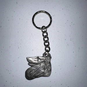1982 I Love My Collie Rawcliffe Pewter Keychain Key Ring P Davis - Picture 1 of 2