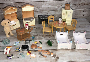 Calico Critters Kitchen Accessories Bed Table Lot 47 Pieces